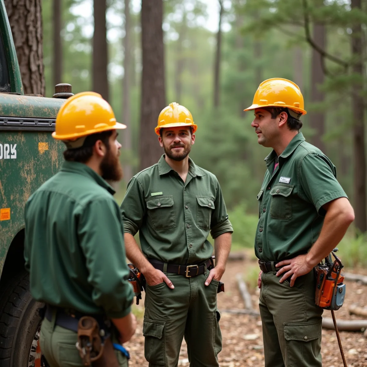 The D & B Tree Service team with equipment in Howard City, Michigan