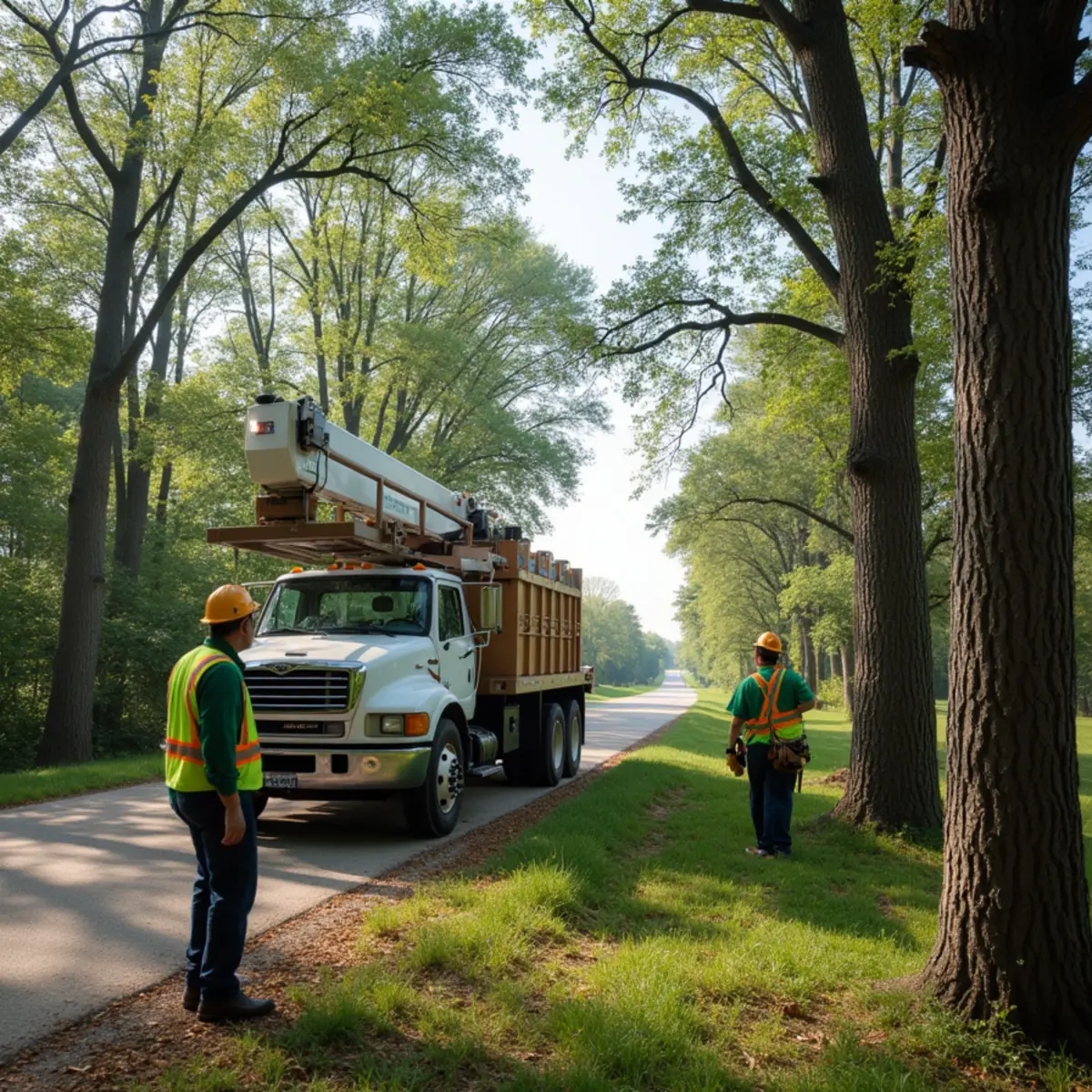 Rural Michigan property with mature trees near a county road right-of-way