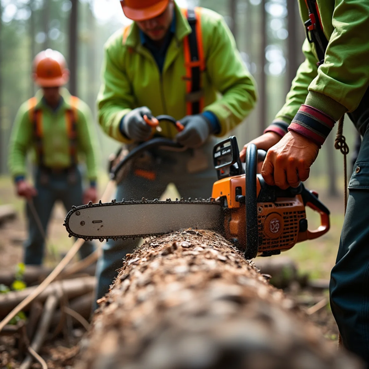 D & B Tree Service crew performing commercial tree service in Howard City, MI