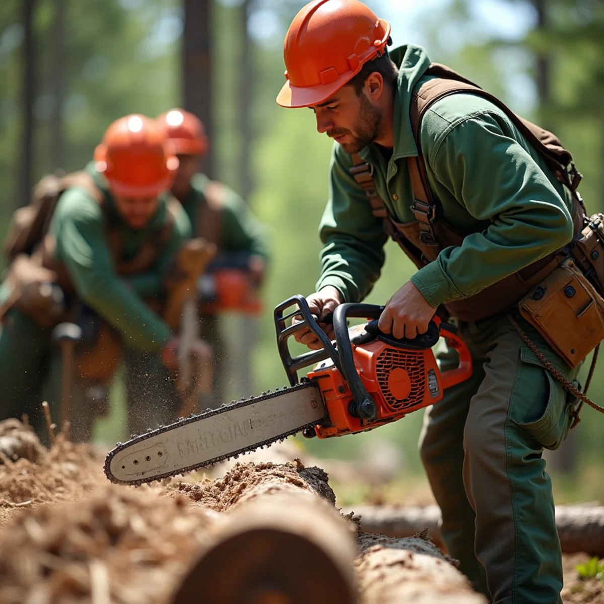 D & B Tree Service crew performing residential tree service in Howard City, MI