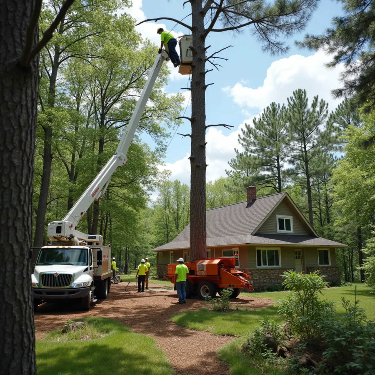 Tree service crew working in Brohman, MI