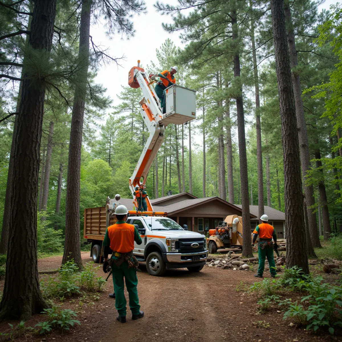 Tree service crew working in Cannonsburg, MI
