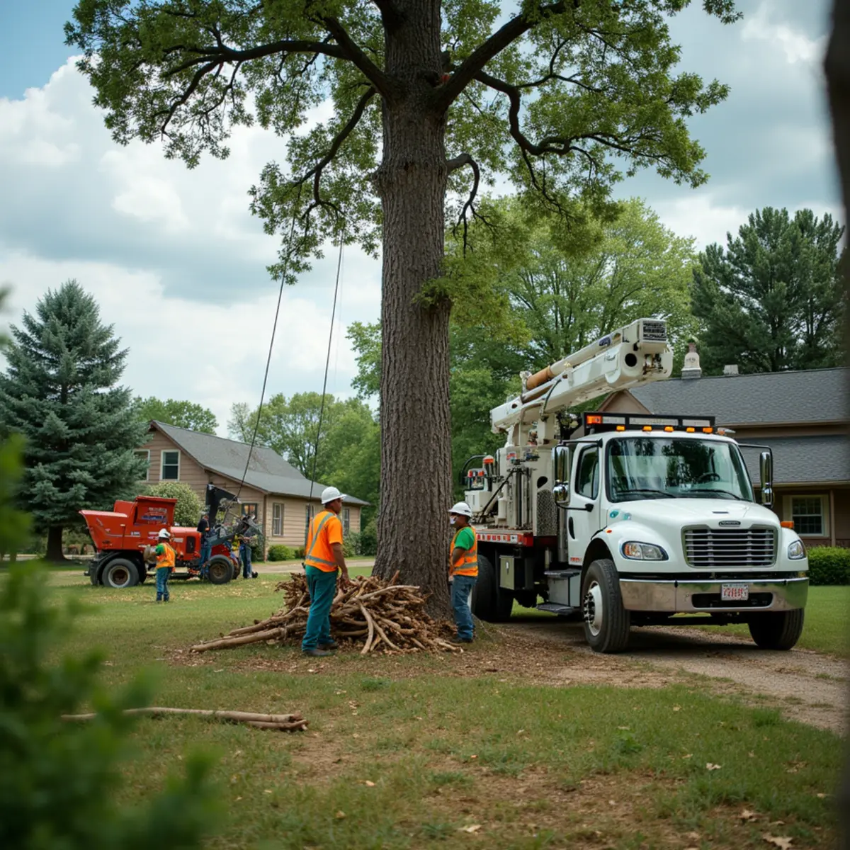Tree service crew working in Fenwick, MI