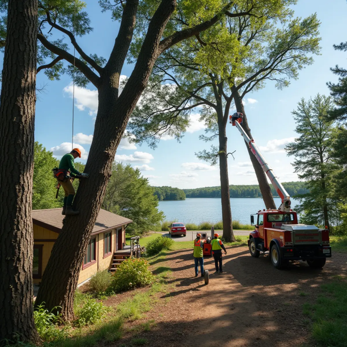 Tree service crew working in Stanwood, MI