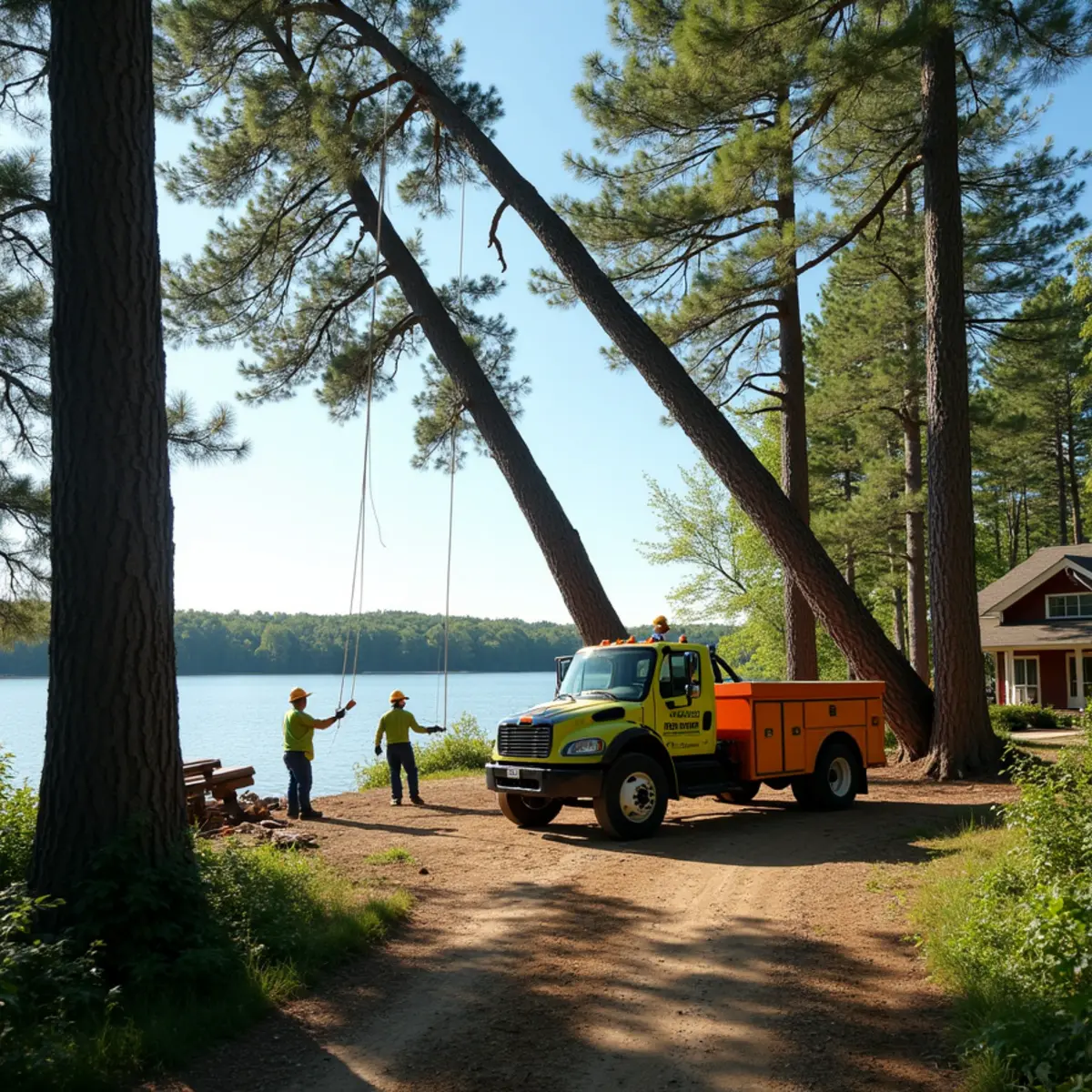 Tree service crew working in Woodland Park, MI