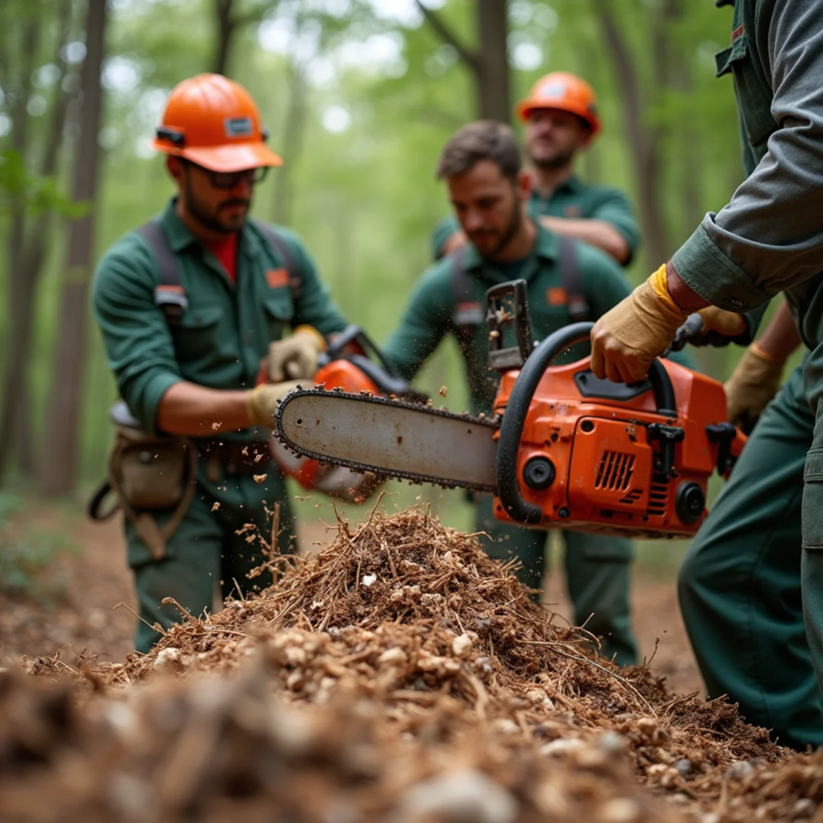 D & B Tree Service crew performing tree debris haul-away in Howard City, MI